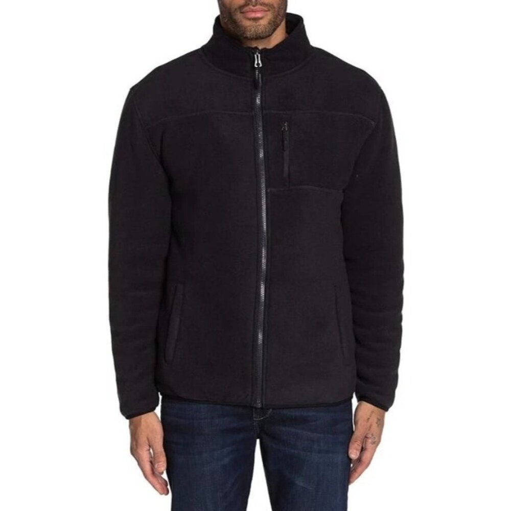 Kenneth Cole Men's M Black Full-Zip Winbreaker Jacket Sherpa Lined L1308